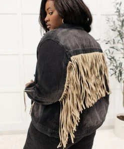 Ave Shops Clothing On The Fringe Jacket In Ash Black