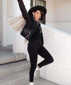 Ave Shops Clothing On The Fringe Jacket In Ash Black