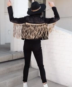 Ave Shops Clothing On The Fringe Jacket In Ash Black