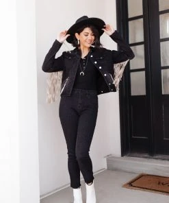 Ave Shops Clothing On The Fringe Jacket In Ash Black