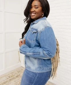 Ave Shops On The Fringe Jacket In Denim