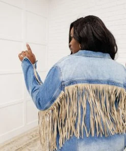 Ave Shops On The Fringe Jacket In Denim