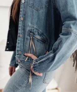 Ave Shops On The Fringe Jacket In Denim