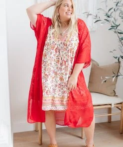 Ave Shops One Way Trip Kimono In Cherry Red