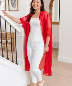 Ave Shops One Way Trip Kimono In Cherry Red