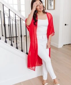 Ave Shops One Way Trip Kimono In Cherry Red