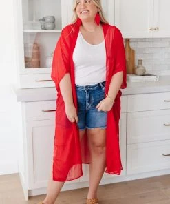 Ave Shops One Way Trip Kimono In Cherry Red