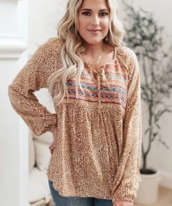 Ave Shops Open Sky Boho Tunic In Marigold Long Sleeve Tops