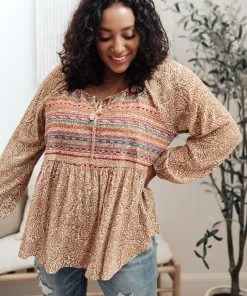 Ave Shops Open Sky Boho Tunic - Marigold Long Sleeve Top for Women 18 Ave Shops Open Sky Boho Tunic In Marigold Long Sleeve Tops