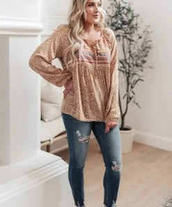 Ave Shops Open Sky Boho Tunic In Marigold Long Sleeve Tops
