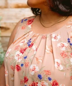 Ave Shops Orchids Pleated Sleeveless Blouse Clothing