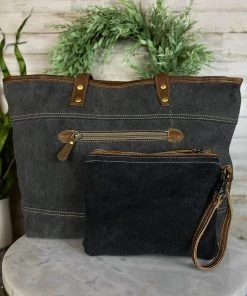 Myra Paisley Cowhide Tote & Pouch Handbag Set