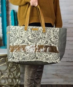 Sixtease Paisley Cowhide Weekender Handbag Handbags & Wallets