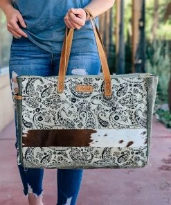 Sixtease Paisley Cowhide Weekender Handbag Handbags & Wallets