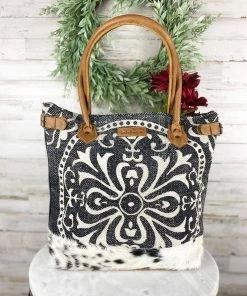 Sixtease Paisley & Cowhide Tote Handbag Handbags & Wallets
