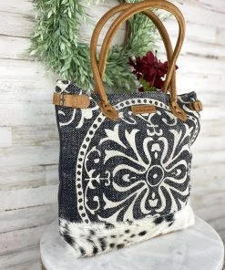 Sixtease Paisley & Cowhide Tote Handbag Handbags & Wallets