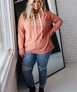 Ave Shops Mauve Patched Hoodie Cardigan - Soft & Stylish Outerwear 24 Ave Shops Patches + Spots Mauve Hoodie Cardigans, Sweaters, Outerwear