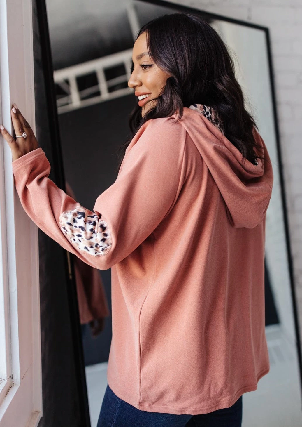 Ave Shops Mauve Patched Hoodie Cardigan - Soft & Stylish Outerwear 3 Ave Shops Patches + Spots Mauve Hoodie Cardigans, Sweaters, Outerwear