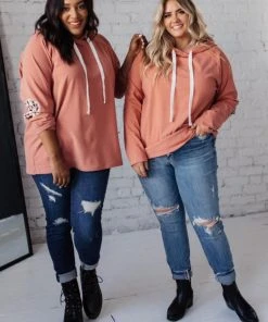 Ave Shops Patches + Spots Mauve Hoodie Cardigans, Sweaters, Outerwear