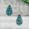 Blue Tortoise Patina Cactus Teardrop Earrings