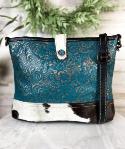 Myra Patina Floral Embossed & Cowhide Crossbody Handbags & Wallets