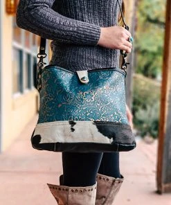 Myra Patina Floral Embossed & Cowhide Crossbody Handbags & Wallets