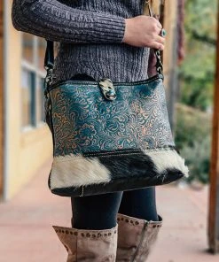 Myra Patina Floral Embossed & Cowhide Crossbody Handbags & Wallets