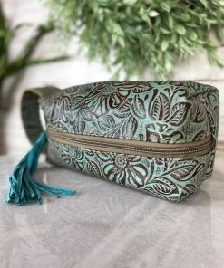 Myra Handbags & Wallets Patina Floral Tooled Cosmetic Travel Bag
