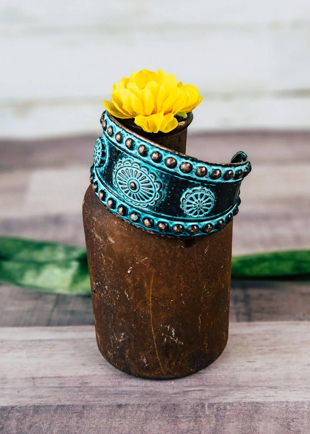 Blue Tortoise Patina Cuff Bracelet