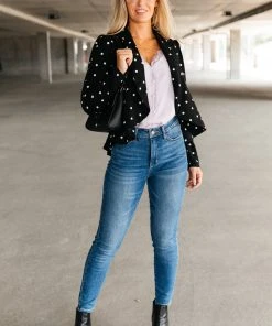 Ave Shops Perfect Polka Dot Blazer - Stylish Long Sleeve Tops for Women 28 Ave Shops Perfect Polka Dot Blazer Long Sleeve Tops