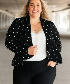 Ave Shops Perfect Polka Dot Blazer - Stylish Long Sleeve Tops for Women 24 Ave Shops Perfect Polka Dot Blazer Long Sleeve Tops