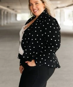 Ave Shops Perfect Polka Dot Blazer - Stylish Long Sleeve Tops for Women 21 Ave Shops Perfect Polka Dot Blazer Long Sleeve Tops