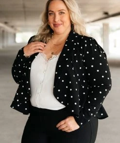 Ave Shops Perfect Polka Dot Blazer Long Sleeve Tops