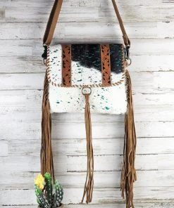 Myra Perfect Story Teal Metallic Cowhide Crossbody Handbag New Arrivals