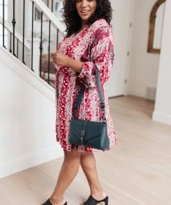 Ave Shops Perfectly Paired Print Dress In Magenta Dresses, Rompers, Jumpsuits