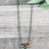 Blue Tortoise Petite Multi Color Flower Concho Necklace Jewelry