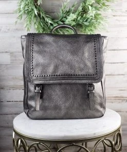 Jen & Co MEGA SALE Pewter Valerie Flapover Backpack - Stylish & Functional -The Cinchy Cowgirl Store PewterValerieFlapoverBackpack3 1080x
