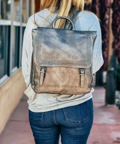 Jen & Co >> MEGA SALE << Pewter Valerie Flapover Backpack