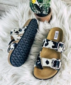 Myra Pinedale Black & White Cowhide Sandals Footwear