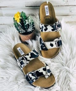 Myra Pinedale Black & White Cowhide Sandals Footwear