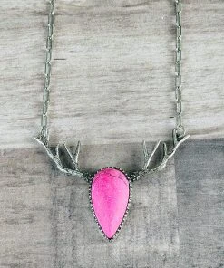 Blue Tortoise Jewelry Pink Antler Necklace