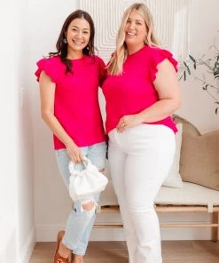 Ave Shops Pink Burst Blouse - Stylish Short Sleeve Top for Women 19 Ave Shops Pink Burst Blouse Clothing