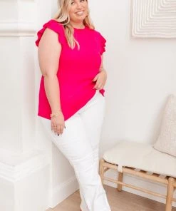 Ave Shops Pink Burst Blouse - Stylish Short Sleeve Top for Women 27 Ave Shops Pink Burst Blouse Clothing