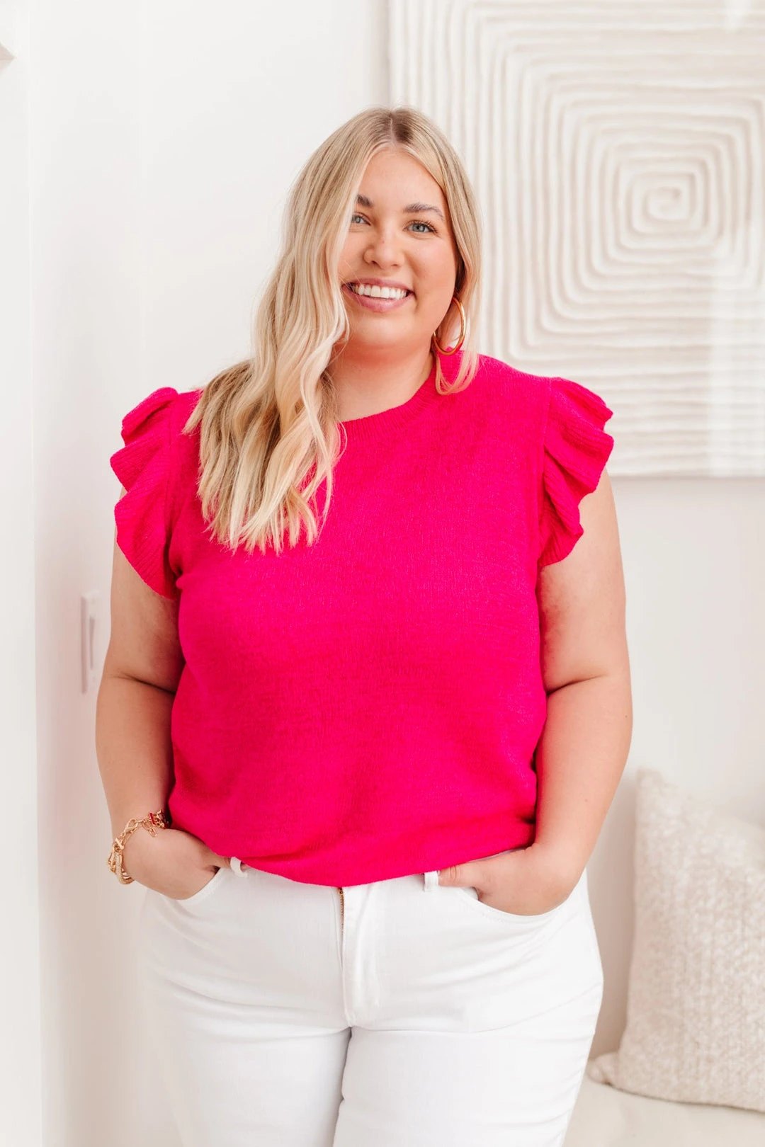 Ave Shops Pink Burst Blouse - Stylish Short Sleeve Top for Women 15 Ave Shops Pink Burst Blouse Clothing