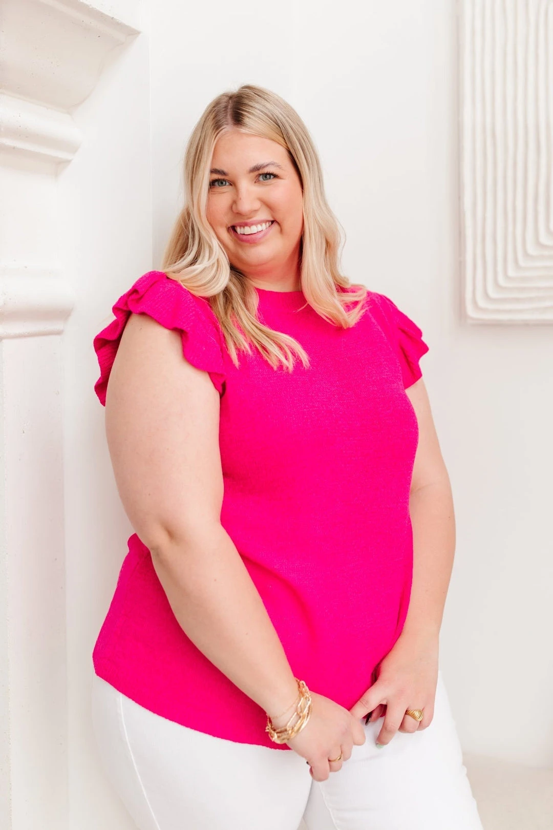 Ave Shops Pink Burst Blouse - Stylish Short Sleeve Top for Women 3 Ave Shops Pink Burst Blouse Clothing