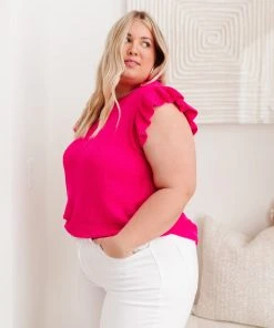 Ave Shops Pink Burst Blouse - Stylish Short Sleeve Top for Women 22 Ave Shops Pink Burst Blouse Clothing