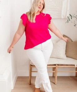 Ave Shops Pink Burst Blouse - Stylish Short Sleeve Top for Women 23 Ave Shops Pink Burst Blouse Clothing