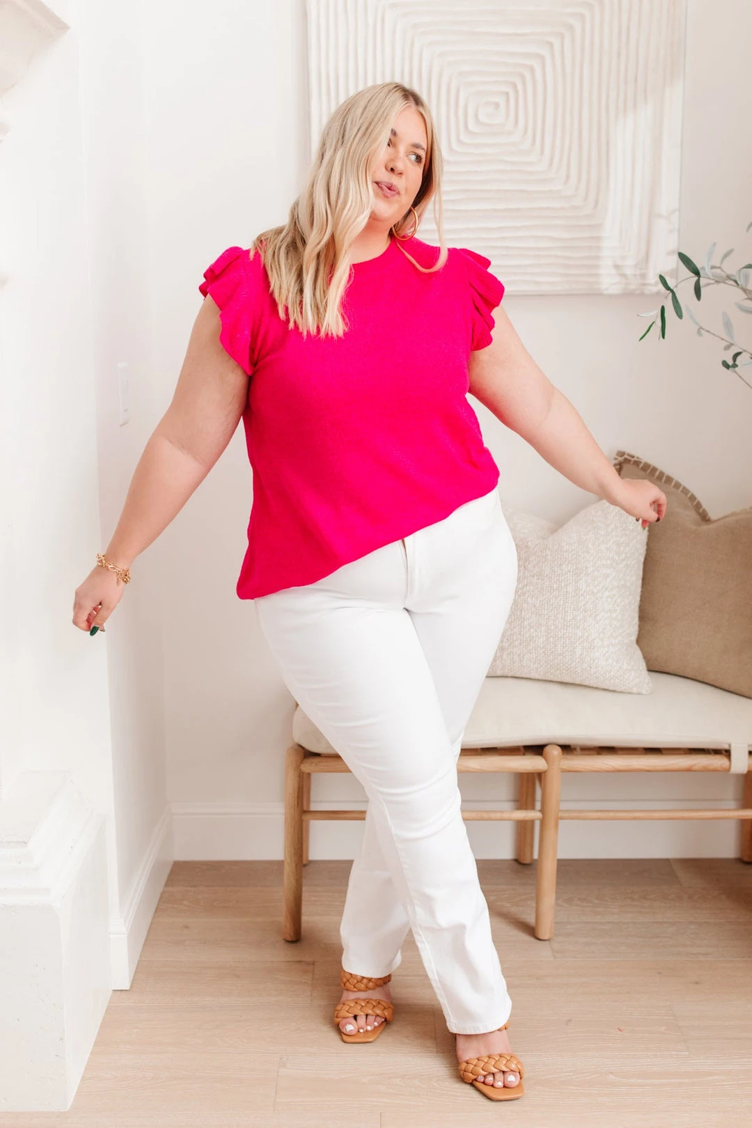 Ave Shops Pink Burst Blouse - Stylish Short Sleeve Top for Women 9 Ave Shops Pink Burst Blouse Clothing