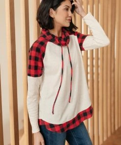 Ave Shops Clothing Plaid Details Top In Red