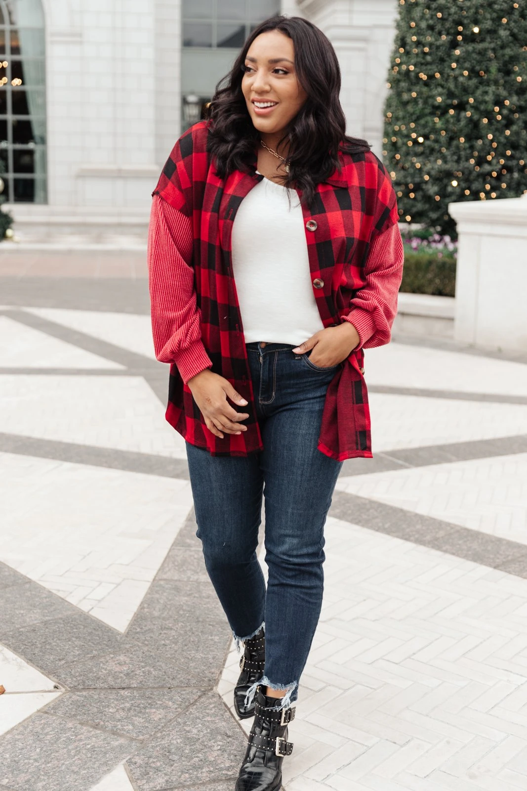 Ave Shops Plaided It Girl Shacket In Burgundy | Stylish Cardigan & Outerwear for Women 10 Ave Shops Plaided It Girl Shacket In Burgundy